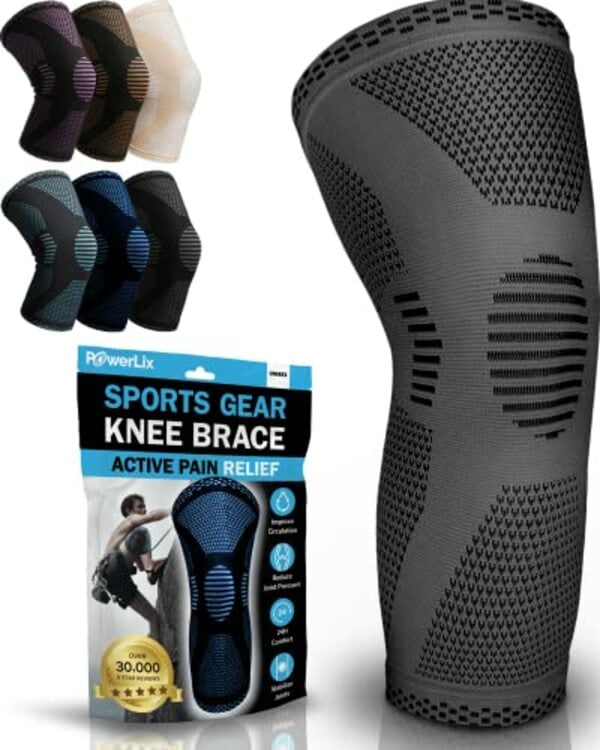 Bild 1 von POWERLIX Athletics Kniebandage, Kompressionsbandage für Laufen, Joggen, Sport, Basketball, Gelenkschmerzen, Arthritis und Verletzungen, verbesserte Durchblutung