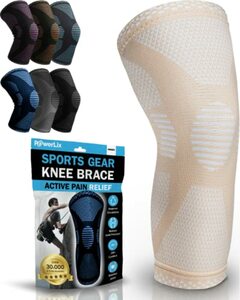POWERLIX Athletics Kniebandage, Kompressionsbandage für Laufen, Joggen, Sport, Basketball, Gelenkschmerzen, Arthritis und Verletzungen, verbesserte Durchblutung