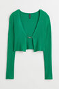 Bild 1 von H&M Kurzer gerippter Cardigan Grün, Cardigans in Größe XS. Farbe: Green