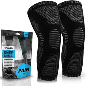 POWERLIX Athletics Kniebandage, Kompressionsbandage für Laufen, Joggen, Sport, Basketball, Gelenkschmerzen, Arthritis und Verletzungen, verbesserte Durchblutung