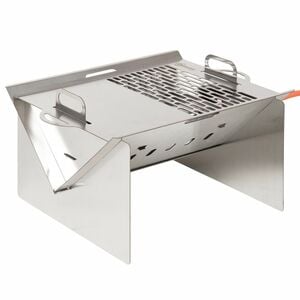 Outsunny Tischgrill Gasgrill BBQ abnehmbar Holzkohle Camping Grill mit Grillnetz Schlauch klein Outd