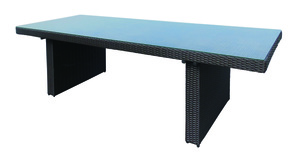 Solax-Sunshine Garten Rattan Tisch mit Sicherheitsglasplatte 240 x 100 x 72 cm