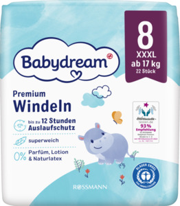 Babydream Premium Windeln Größe 8 XXXL, 22 Stück, ab 17 kg