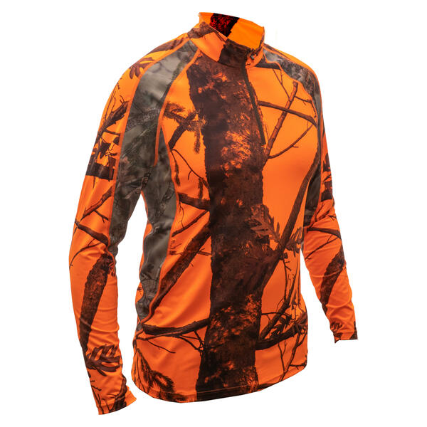 Bild 1 von Jagdshirt langarm 500 atmungsaktiv, camouflage/ orange