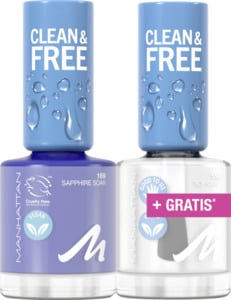 Manhattan Clean & Free Nail Polish 169 Sapphire Soar + gratis Top Coat 150