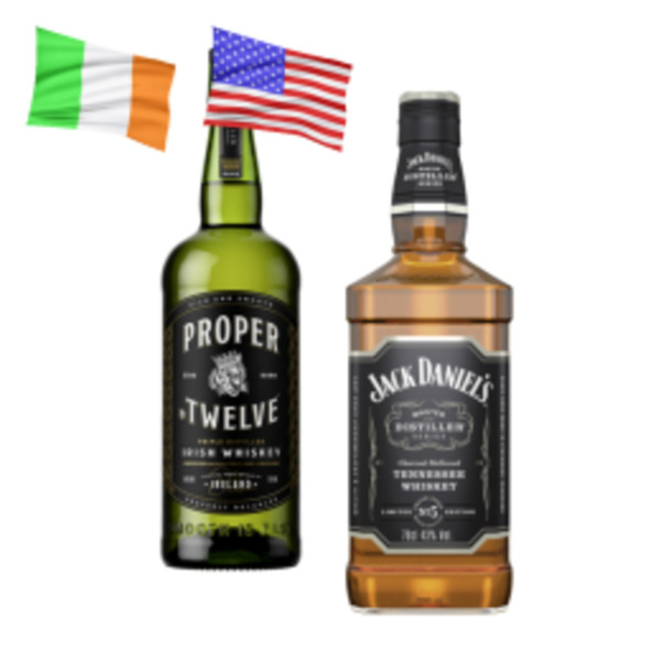 Bild 1 von Jack Daniel´s Tennessee, Jim Beam Black Bourbon, Propper N° 12 Irish Whiskey oder Glen Turner Single Malt Scotch Whisky