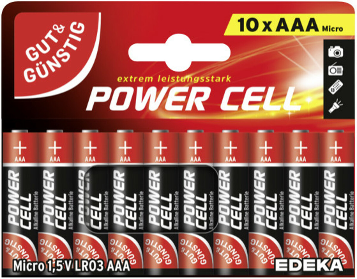 Bild 1 von Gut & Günstig Power Cell Alkaline Micro AAA 1,5V LR03 10ST