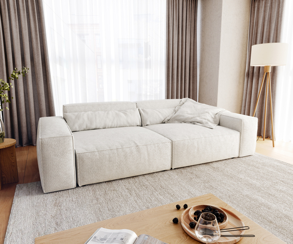 Bild 1 von Big-Sofa Sirpio XL 270x130 cm Bouclee Creme-Weiß