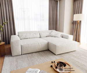 Ecksofa Sirpio XL 270x170 cm Bouclee Creme-Weiß Recamiere variabel