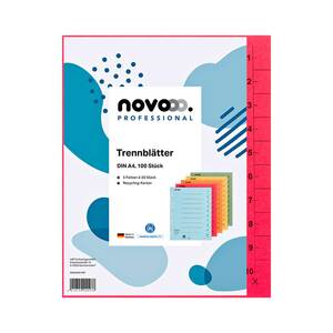 novooo Professional Trennblätter A4 100 Stück verschiedene Farben