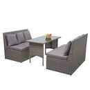 Bild 1 von Poly-Rattan Garnitur MCW-G16, Garten-/Lounge-Set Sitzgruppe, Gastronomie 2x2er Sofa Tisch ~ grau, Kissen dunkelgrau