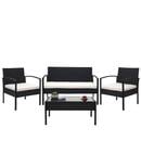 Bild 1 von Poly-Rattan Garnitur MCW-F56, Balkon-/Garten-/Lounge-Set Sitzgruppe ~ schwarz, Kissen creme