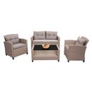 Bild 1 von XXL Poly-Rattan Garnitur MCW-F10, Balkon-/Garten-/Lounge-Set Sitzgruppe, Sofa Sessel mit Kissen Spun Poly ~ grau-braun