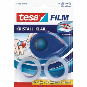 Tesa Film Kristall-Klar 2 x 10 m x 19 mm mit Mini-Abroller