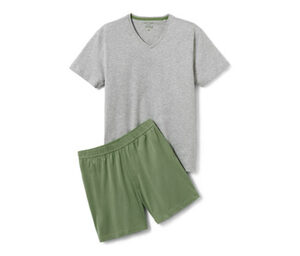 Shorty-Pyjama, olivgrün/grau