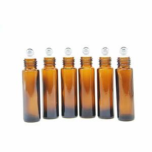 YIZHAO Braun 10ml Roll On Glasflaschen für Ätherisches Öl, Leer Roll On Flasche mit Edelstahl Roller Bällen, für Aromatherapie-Gemische, Duftstoff, Parfüm,Massage - 36 Pcs