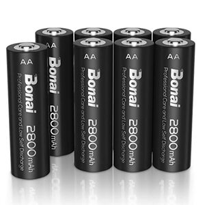 BONAI Akku AA 2800mAh 8 Stück Wiederaufladbare Batterien hohe Kapazität 1,2V Mignon AA Accu NI-MH Aufladbare Akkubatterien HR6 Rechargeable Battery geringe Selbstentladung