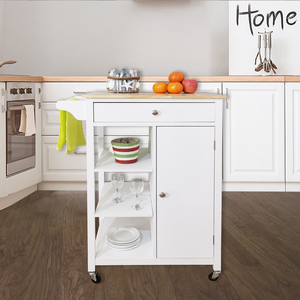 HC Home & Living Küchenwagen mit Schublade, 1 Tür & Ablagen weiß / sonoma Eiche