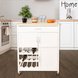 HC Home & Living Küchenwagen mit Schublade, 3 Türen & Flaschenablagen weiß / sonoma Eiche