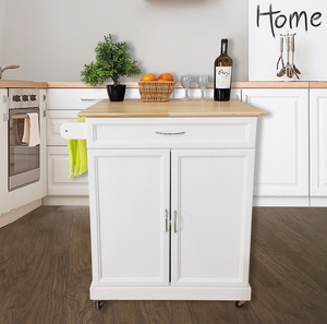 HC Home & Living Küchenwagen mit Schublade & 2 Türen weiß / sonoma Eiche
