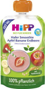 HiPP HiPP Bio für Kinder: Hafer Smoothie Apfel Banane Erdbeere 100% pflanzlich, ohne Zuckerzusatz