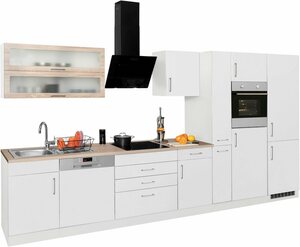 HELD MÖBEL Küchenzeile mit E-Geräten und großer Kühl-/Gefrierkombination »Utah«, Breite 390 cm