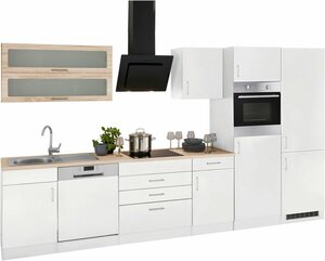 HELD MÖBEL Küchenzeile mit E-Geräten und großer Kühl-Gefrierkombination »Utah«, Breite 360 cm mit Metallgriffen