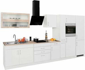 HELD MÖBEL Küchenzeile mit E-Geräten und großer Kühl-Gefrierkombination »Utah«, Breite 380 cm
