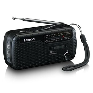 Lenco CR-112 Tragbares Solar Kurbelradio Schwarz