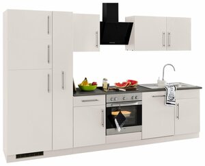 Küchenzeile »Cali« mit E-Geräten und Kühl-Gefrierkombination, Breite 310 cm mit Metallgriffen