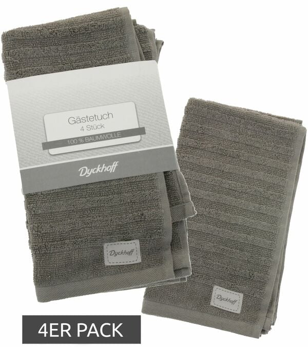 Bild 1 von 4er Pack Dyckhoff Gästetücher praktische Baumwoll-Handtücher 30x50 cm Grau