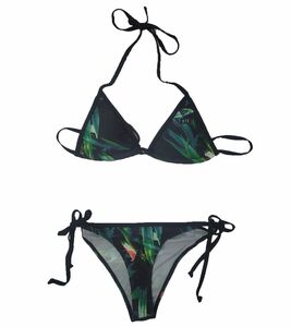 K1X | Kickz Oahu Bikini Damen Triangel-Bikini mit tropischem Muster 6700-0092/9036 Schwarz/Grün