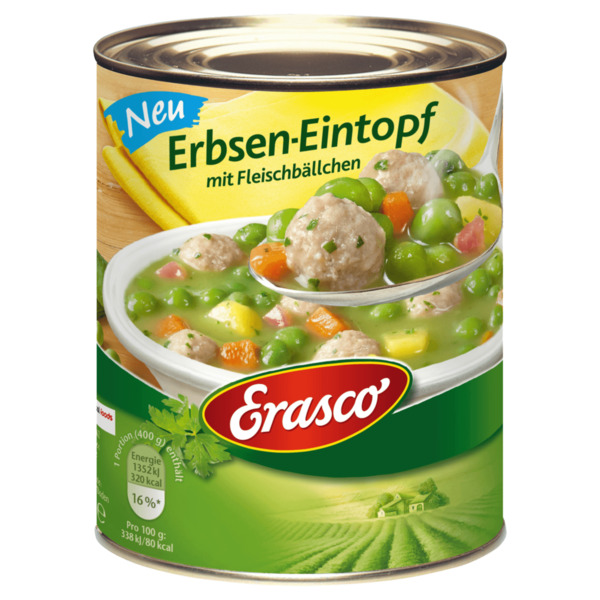 Bild 1 von Erasco Erbsen-Eintopf mit Fleischbällchen 800g