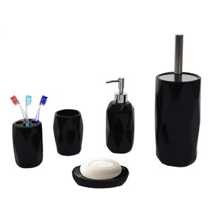 5-teiliges Badset MCW-H88, WC-Garnitur Badezimmerset Badaccessoires, Keramik ~ schwarz