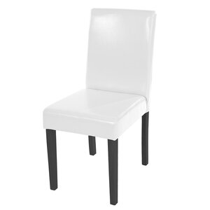 Esszimmerstuhl Littau, Küchenstuhl Stuhl, Kunstleder ~ weiß, dunkle Beine