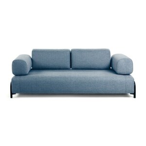 Kave Home Sofa 3-Sitzer COMPO AL blau - Mit Armlehnen - ohne Tablett - Armlehnen und Rückenpolster abnehmbar - Schaumstoff - Acrylfasern - gepolstert