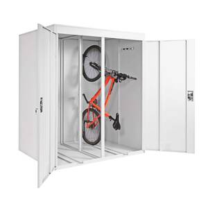 2er-Fahrradgarage MCW-H66, Fahrradbox Gerätehaus Fahrradunterstand, erweiterbar abschließbar Metall ~ hellgrau