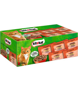 KITEKAT® Nassfutter für Katzen Multipack Bunte Vielfalt in Sauce, Adult, 48 x 100 g