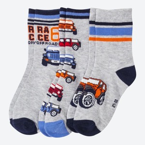 Jungen-Socken mit Auto-Design, 3er-Pack