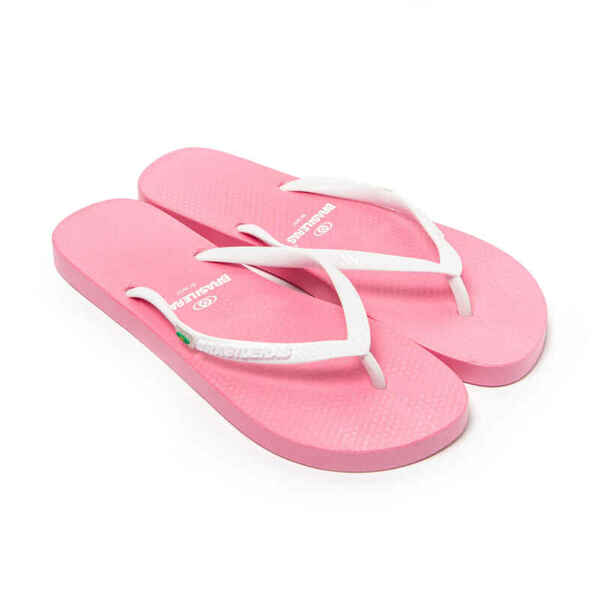 Bild 1 von Brazilian Toe Flip Flops für Frauen in Rosa und Weiß mit rutschfester Sohle