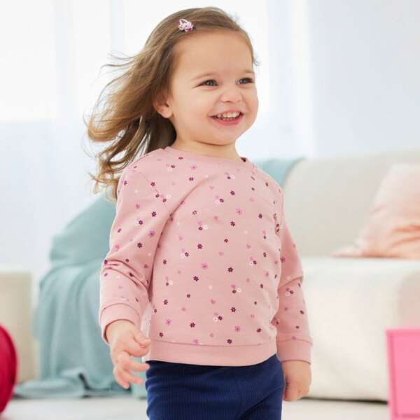 Bild 1 von Baby-Mädchen-Sweatshirt mit Blümchen-Muster