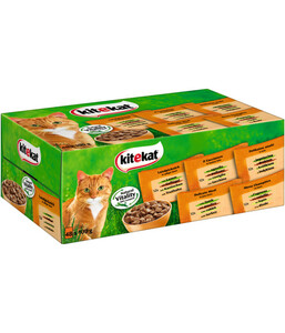 KITEKAT® Nassfutter für Katzen Multipack Landpicknick in Sauce, Adult, 48 x 100 g