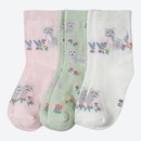 Bild 1 von Mädchen-Socken mit Katzen und Blumen, 3er-Pack