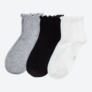 Damen-Kurzschaft-Socken mit hübschem Bündchen, 3er-Pack