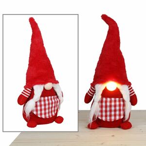 Weihnachts-Wichtel-Frau mit leuchtender LED-Nase 56cm Rot