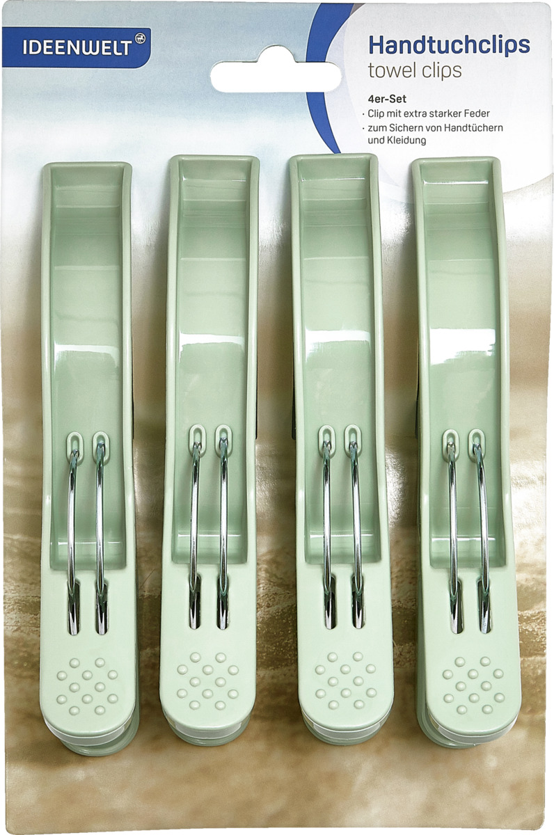 Bild 1 von IDEENWELT Handtuchclips, 4er-Set grün