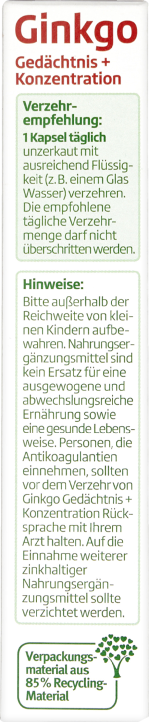 Bild 3 von altapharma Ginkgo Gedächtnis + Konzentration 19.95 EUR/100 g