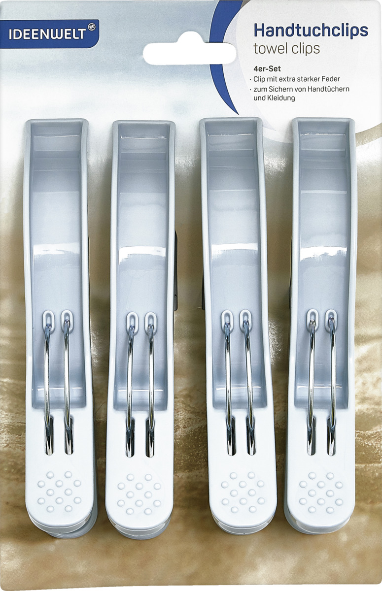 Bild 1 von IDEENWELT Handtuchclips, 4er-Set blau