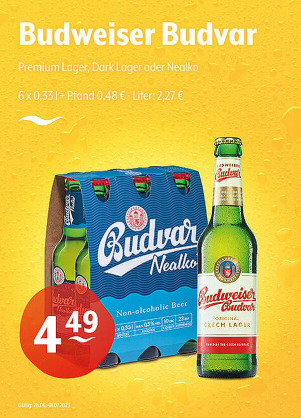 Bild 1 von Budweiser Budvar Premium Lager, Dark Lager oder Nealko
 