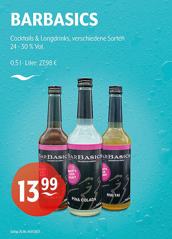 Bild 1 von BARBASICS Cocktails & Longdrinks
verschiedene Sorten
24 - 30 % Vol.